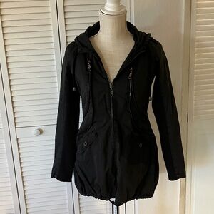 Only‎ Women's Cotton Black Utility Jacket with Hood size XS